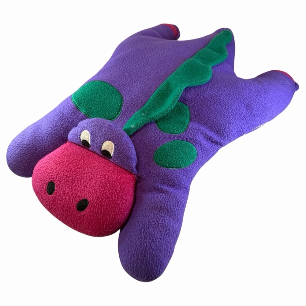 Crown Crafts Dinosaur Pillow Buddy Plush 26" Purple Green Vintage 90s HTF Large